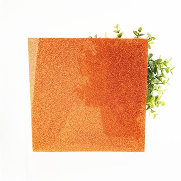 Orange glitter akryl - Tilskåret (HD008) - 3 mm