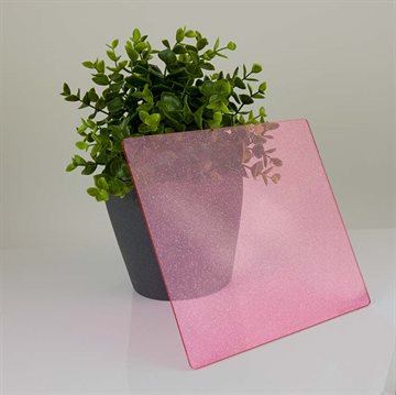 Rosa transparent glitter akryl 1220 x 2440 mm