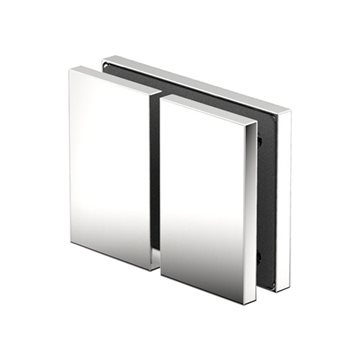 180 graders glass/glass beslag - Blank krom - 2 stk