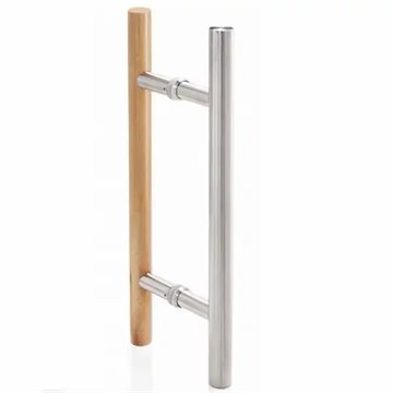 Trehåndtak for badstuedør, blank krom