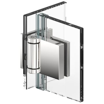 FLINTER - Dørhengsel GLASS-GLASS 90° - Glanset krom - 3 Fjær 2 stk.