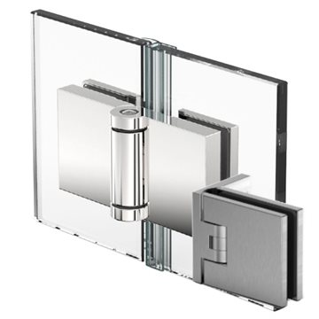 FLINTER - Dørhengsel GLASS-GLASS 180° - Børstet stål - 2 Fjær 2 stk.