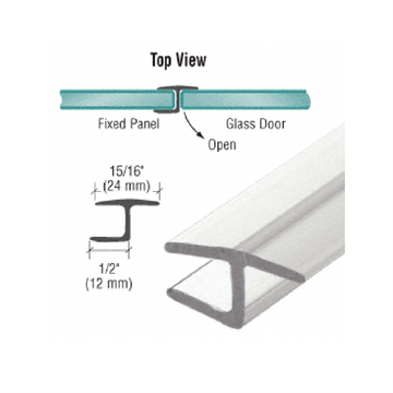 H- profil til 12 mm glas - tætning mellem glas og dør