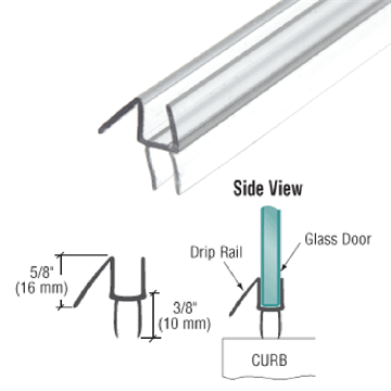 Bundprofil til 6 mm glas - tætning mellem Dør og gulv