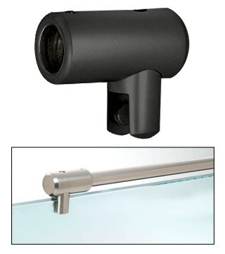 Matt sort dusjstang glassholder for 10-12 mm glass