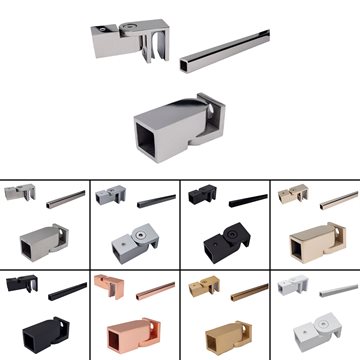 Stabiliseringsstangsett til dusjvegger - Firkantet 15x15mm - Til vegg - 6-10 mm glass