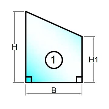 3 lags lavenergi termorude firkant med skrå top faldende mod højre - Model 1