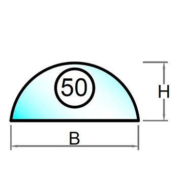 4 mm lavenergiglas femkant med skrå top faldende mod venstre - Model 4