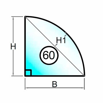 2 lags lavenergi termorude trekant med bue og ret vinkel til venstre - Model 60
