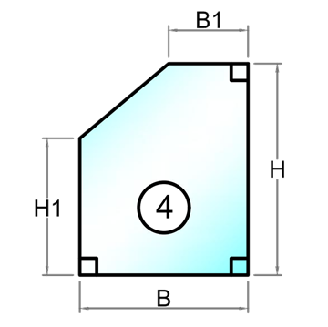 3 lags lavenergi termorude femkant med skrå top faldende mod venstre - Model 4
