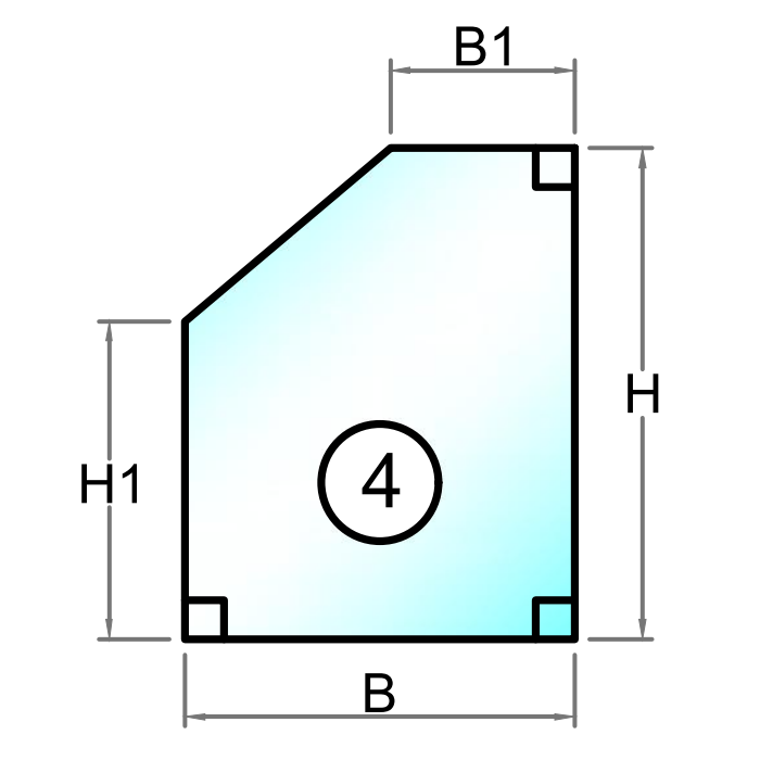Herdet glass med polert kant - Figur 4 - Ekstra klart / jernfattig