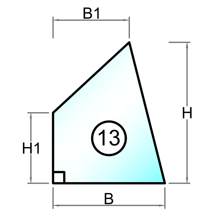 2 lags lavenergi termorude 2x6 mm glas firkant med rund top - Model 25