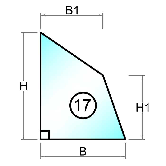 17,52 mm Hærdet og lamineret glas m. pol. kant -Paralellogram