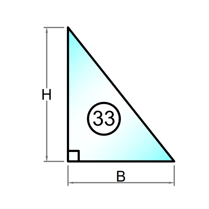 3 lags lavenergi termorude trekant med ret vinkel i venstre side - Model 33