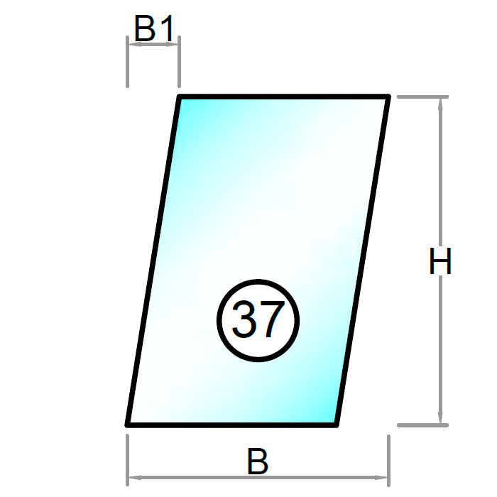 3 lags lavenergi termorude firkant med skrå top faldende mod højre - Model 1