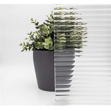 8 mm herdet VClear Wave horisontalt mønster med polert kant