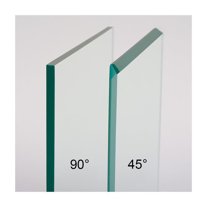45 graders polering av glass i 8 mm tykkelse - Pris pr meter