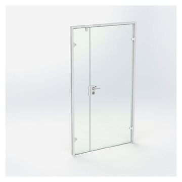 Dobbel glassdør - Hvit - M12: 1190 x 2090 mm - (1 aktiv 1 passiv)