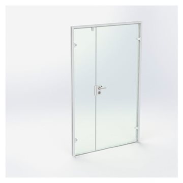 Dobbel glassdør - Hvit - M13: 1290 x 2090 mm - (1 aktiv 1 passiv)
