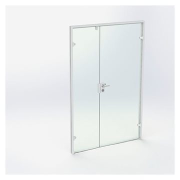 Dobbel glassdør - Hvit - M14: 1390 x 2090 mm - (1 aktiv 1 passiv)