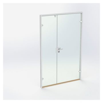 Dobbel glassdør - Hvit - M14: 1390 x 2090 mm - (1 aktiv 1 passiv)
