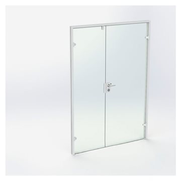 Dobbel glassdør - Hvit - M15: 1490 x 2090 mm - (1 aktiv 1 passiv)