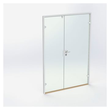 Dobbel glassdør - Hvit - M15: 1490 x 2090 mm - (1 aktiv 1 passiv)
