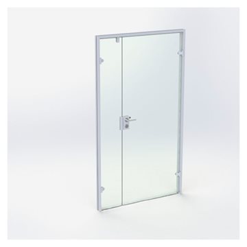 Dobbel glassdør - Matt Sølv - M12: 1190 x 2090 mm - (1 aktiv 1 passiv)