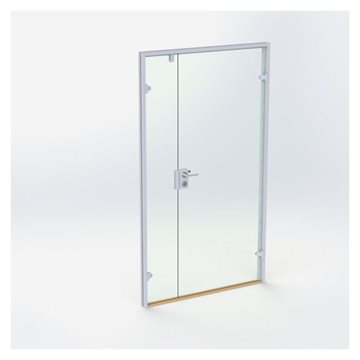 Dobbel glassdør - Matt Sølv - M12: 1190 x 2090 mm - (1 aktiv 1 passiv)