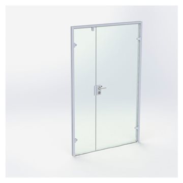 Dobbel glassdør - Matt Sølv - M13: 1290 x 2090 mm - (1 aktiv 1 passiv)