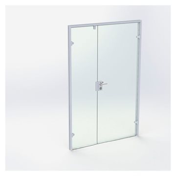 Dobbel glassdør - Matt Sølv - M14: 1390 x 2090 mm - (1 aktiv 1 passiv)