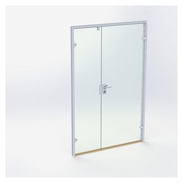 Dobbel glassdør - Matt Sølv - M14: 1390 x 2090 mm - (1 aktiv 1 passiv)