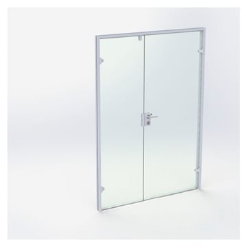 Dobbel glassdør - Matt Sølv - M15: 1490 x 2090 mm - (1 aktiv 1 passiv)