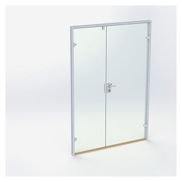 Dobbel glassdør - Matt Sølv - M15: 1490 x 2090 mm - (1 aktiv 1 passiv)