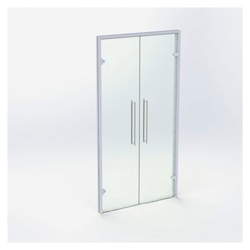 Dobbel glassdør - Matt sølv - M11: 1090 x 2090 mm - (2 aktiv)