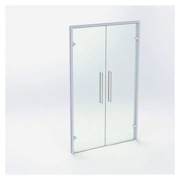 Dobbel glassdør - Matt sølv - M13: 1290 x 2090 mm - (2 aktiv)
