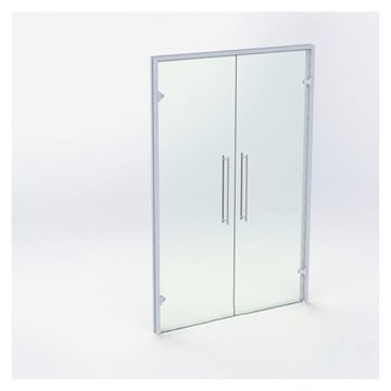 Dobbel glassdør - Matt sølv - M14: 1390 x 2090 mm - (2 aktiv)