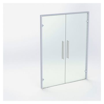 Dobbel glassdør - Matt sølv - M16: 1590 x 2090 mm - (2 aktiv)