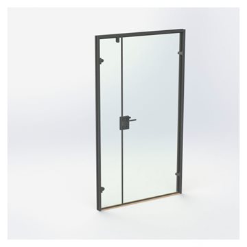 Dobbel glassdør - Matt svart kantprofil - M12: 1190 x 2090 mm - (1 aktiv 1 passiv)