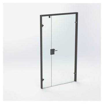 Dobbel glassdør - Matt Svart - M12: 1190 x 2090 mm - (1 aktiv 1 passiv)