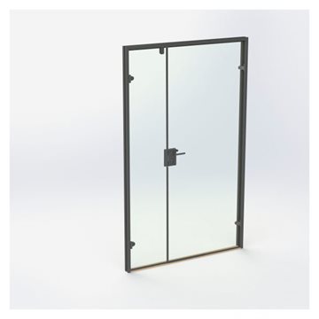 Dobbel glassdør - Matt svart kantprofil - M13: 1290 x 2090 mm - (1 aktiv 1 passiv)
