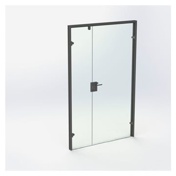 Dobbel glassdør - Matt Svart - M13: 1290 x 2090 mm - (1 aktiv 1 passiv)