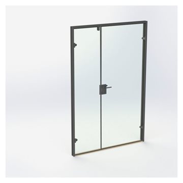 Dobbel glassdør - Matt svart kantprofil - M14: 1390 x 2090 mm - (1 aktiv 1 passiv)