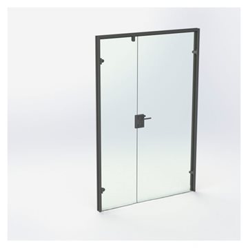 Dobbel glassdør - Matt Svart - M14: 1390 x 2090 mm - (1 aktiv 1 passiv)