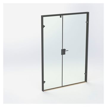 Dobbel glassdør - Matt svart kantprofil - M15: 1490 x 2090 mm - (1 aktiv 1 passiv)