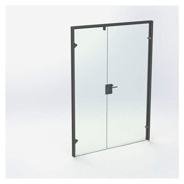 Dobbel glassdør - Matt Svart - M15: 1490 x 2090 mm - (1 aktiv 1 passiv)