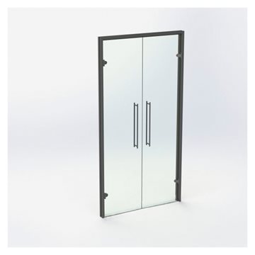 Dobbel glassdør - Matt sort - M11: 1090 x 2090 mm - (2 aktiv)