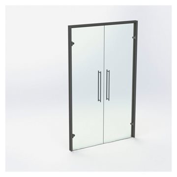 Dobbel glassdør - Matt sort - M13: 1290 x 2090 mm - (2 aktiv)