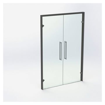 Dobbel glassdør - Matt sort - M14: 1390 x 2090 mm - (2 aktiv)