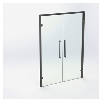 Dobbel glassdør - Matt sort - M15: 1490 x 2090 mm - (2 aktiv)